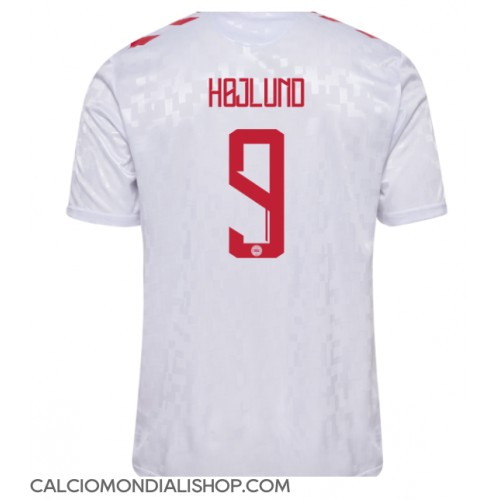 Maglie da calcio Danimarca Rasmus Hojlund #9 Seconda Maglia Europei 2024 Manica Corta